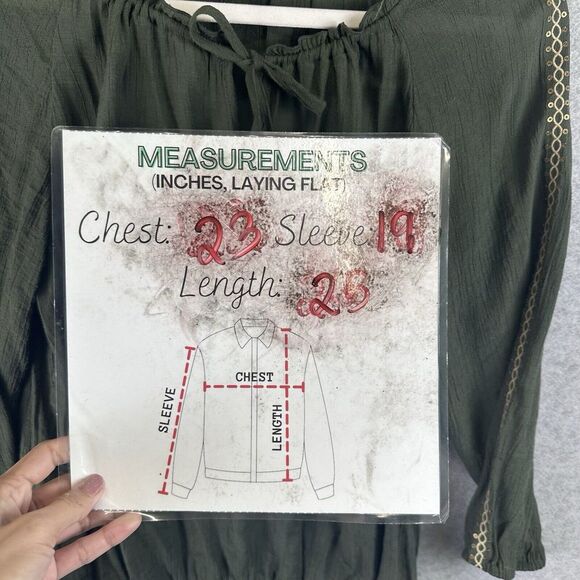 Hanna Semi Sheer Women's Floral Embroidered Top Sequin Boho Peasant Prairie XL P - Picture 13 of 16